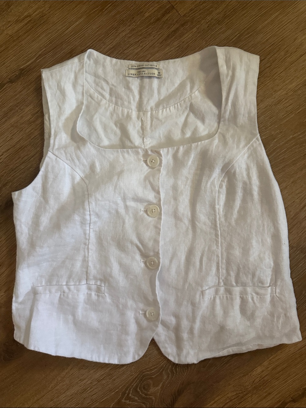 Abercrombie White Linen Button-Front Vest